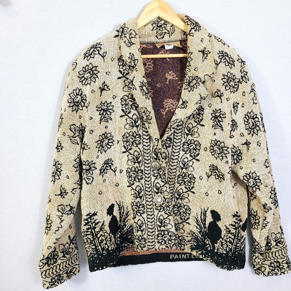 Vintage Painted Pony Tapestry Floral Boho Jacket